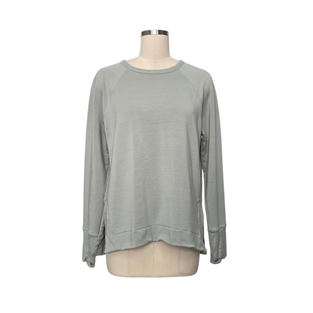 Athleta Womens Sage Green Tencel‎ Fleece Raglan Crewneck Sweatshirt Size Small